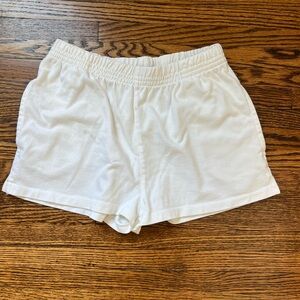 Brandy Melville White Athletic Shorts Elastic Waistband Lightweight
